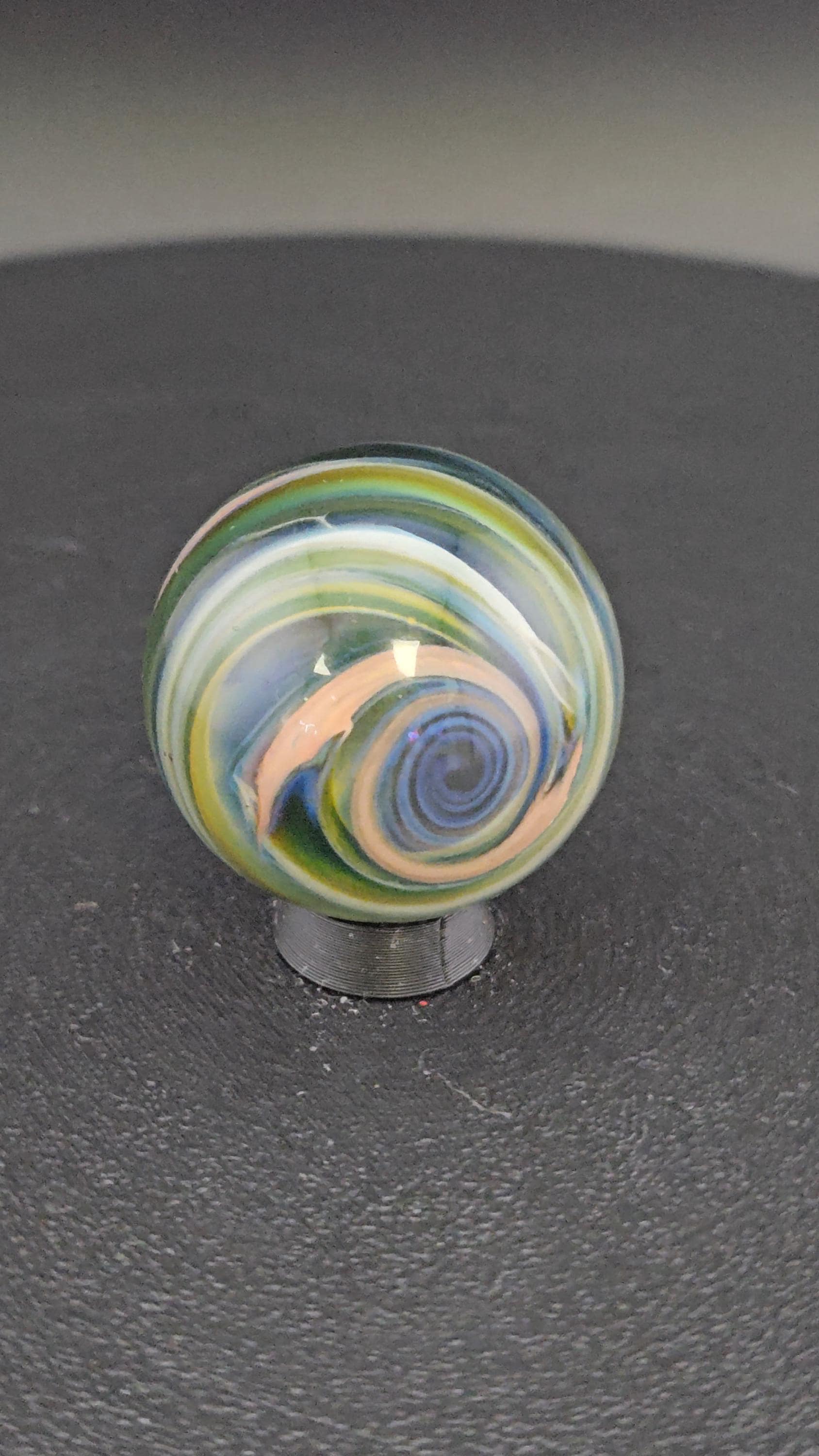 Handmade Glass Art Marble, Contemporary Swirl Design H14 (1.1")
