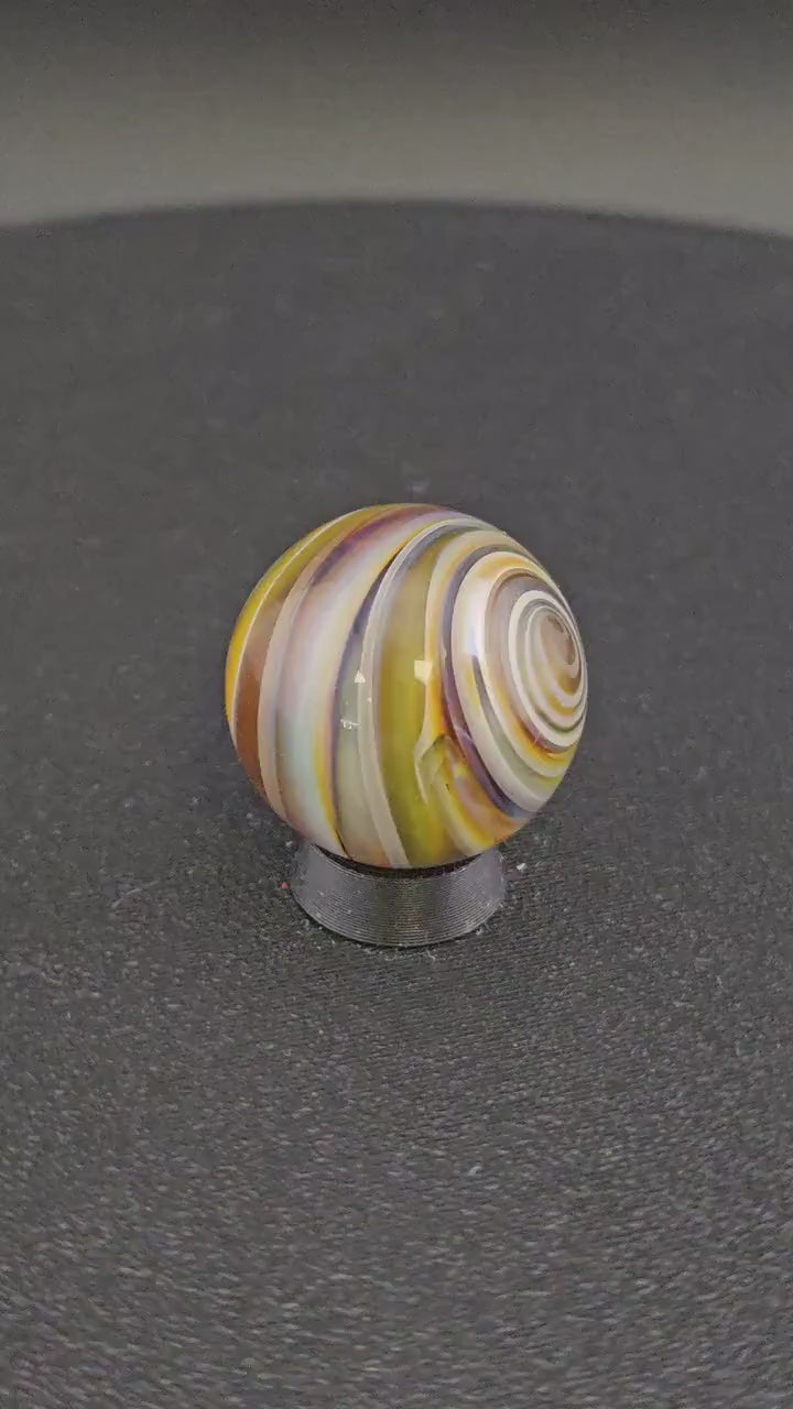 Handmade Glass Art Marble, Contemporary Swirl Design H2 (0.9")