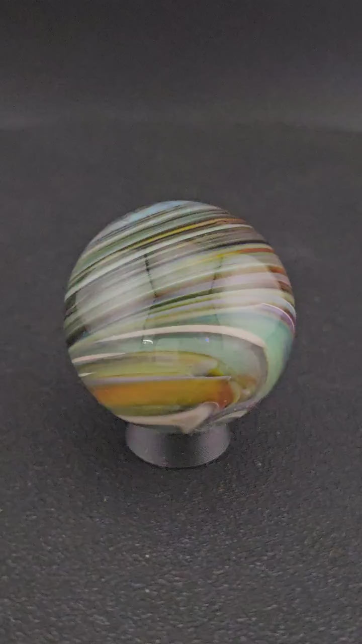 Handmade Glass Art Marble, Contemporary Swirl Design F9 (1.1")