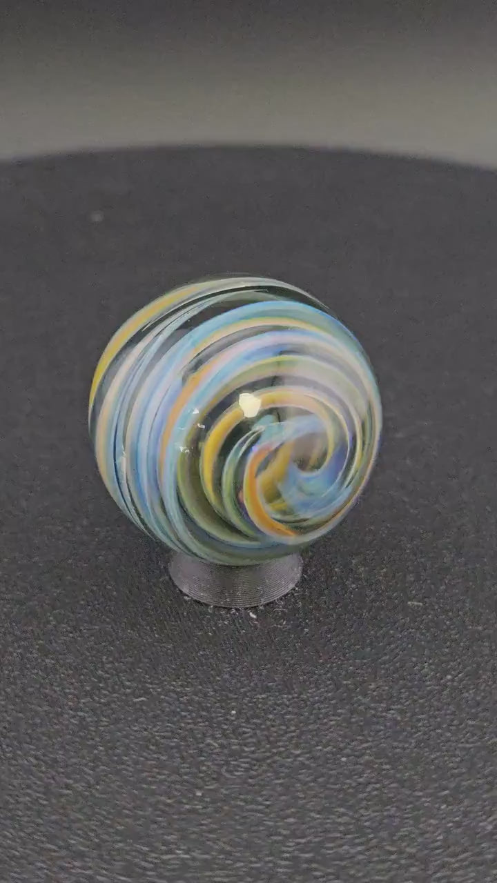 Handmade Glass Art Marble, Contemporary Swirl Design H13 (1.1")