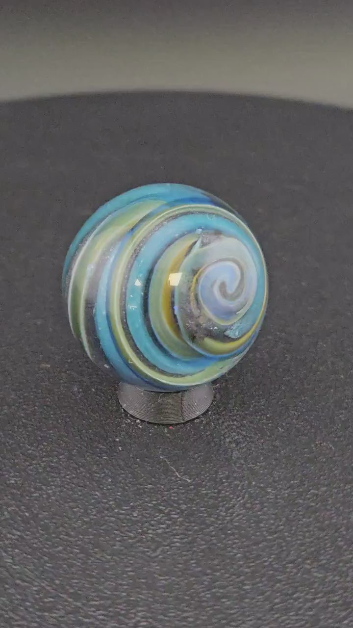 Handmade Glass Art Marble, Contemporary Swirl Design H18 (1.1")