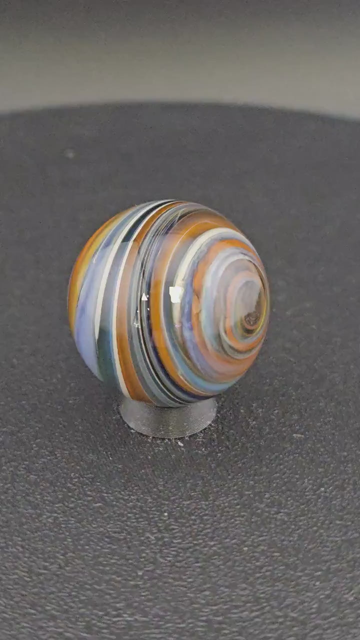 Handmade Glass Art Marble, Contemporary Swirl Design H11 (1.1")