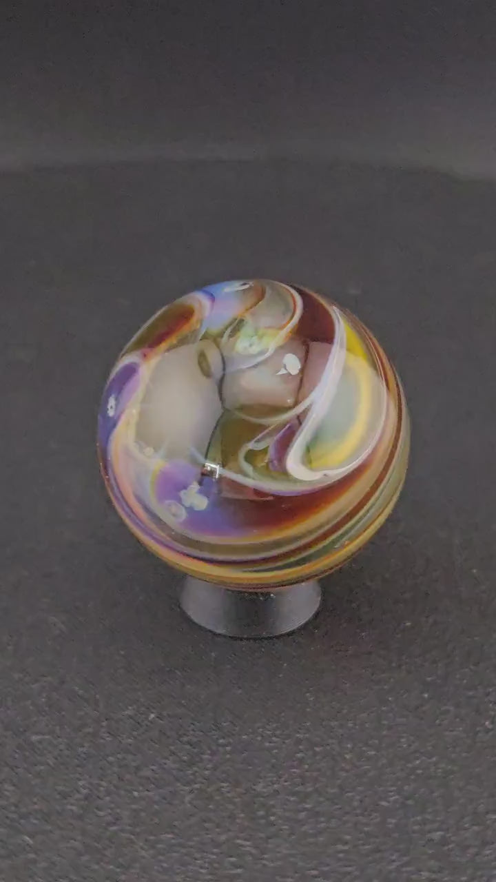 Handmade Glass Art Marble, Contemporary Swirl Design F7 (1.0")