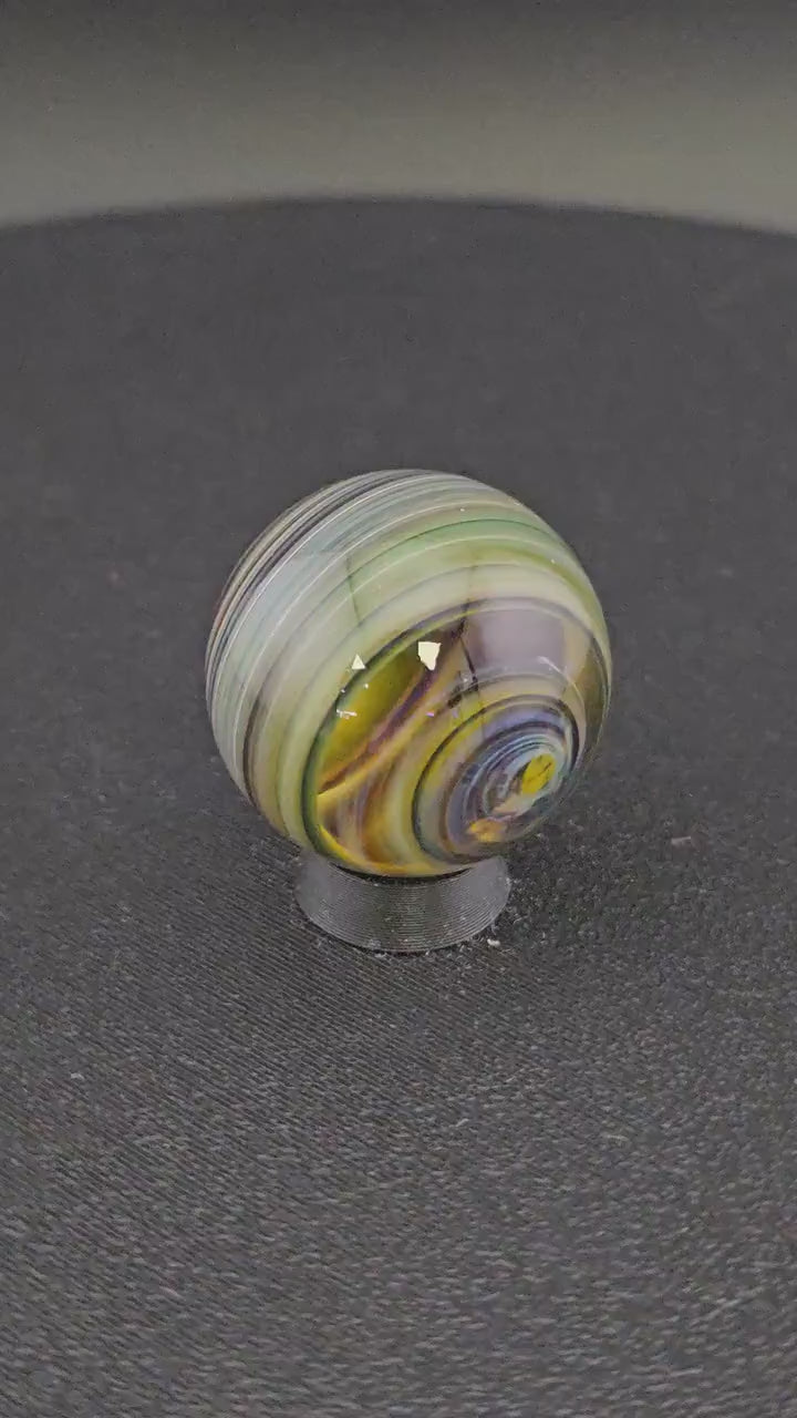 Handmade Glass Art Marble, Contemporary Swirl Design H6 (1.0")