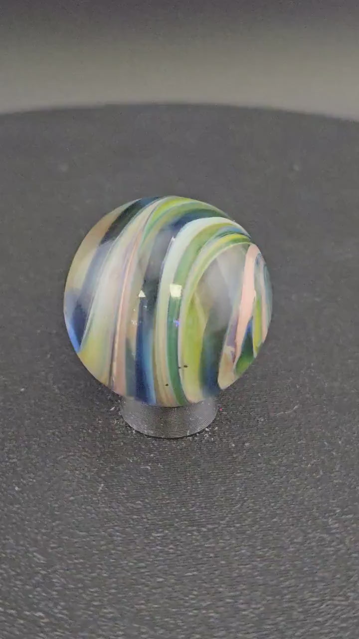 Handmade Glass Art Marble, Contemporary Swirl Design H14 (1.1")